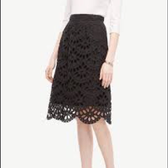 LOFT Petite Scallop Eyelet Full Skirt - Picture 2 of 6